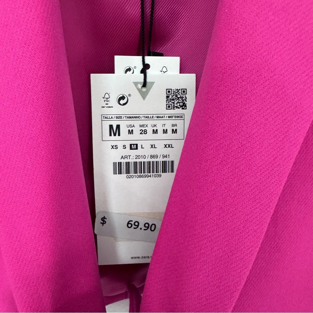 Zara Hot Pink Cropped Blazer Skort Shorts Set size Medium NWT NEW - Picture 4 of 13